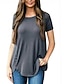 cheap Women&#039;s Clothing-Women&#039;s Hem Short Sleeve T-Shirt Solid Color Tee Round Neck Summer Daily