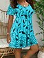 cheap Casual Dresses-Women&#039;s Shift Dress Short Mini Dress Lake blue ArmyGreen Blue Purple Gray Orange Short Sleeve Pattern Spring Summer Casual Daily 2022 S M L XL XXL XXXL 4XL 5XL
