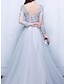billiga Balklänningar-a-line aftonklänning festklänning lyxig klänning bröllop gästförlovning kapell tåg halvärm illusion hals tyll med pärlapplikationer 2024
