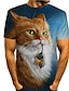 お買い得  動物とマペット-男性用 Tシャツ シャツ 猫 グラフィック ラウンドネック ブルー 3Dプリント 日常 祝日 半袖 プリント 衣類 デザイナー カジュアル 大きくて背が高い / 夏 / レギュラー / 夏