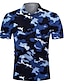 cheap Men&#039;s Shirts-Men&#039;s Golf Shirt Tennis Shirt Camo / Camouflage 3D Print Collar Street Casual Short Sleeve Button-Down Tops Casual Fashion Cool Breathable Blue / Sports