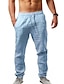 cheap Men&#039;s Pants &amp; Shorts-Men&#039;s Streetwear Chino Elastic Waistband Drawstring Straight Chinos Trousers Full Length Pants Micro-elastic Casual Sports Cotton Solid Colored Solid Color Mid Waist Breathable Sports Slim Green Blue