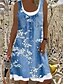 cheap Print Dresses-Women‘s Shift Dress Knee Length Dress Blue Gray Brown Light Blue Sleeveless Floral Fake two piece Print Spring Summer Boat Neck Casual Modern Loose 2023 S M L XL XXL 3XL 4XL