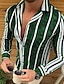 billiga herrskjorta med knäppning-Herr Skjorta Knapp upp skjorta Sommarskjorta Svart Blå Grön Grå Långärmad Randig Nedvikt Ledigt Dagligen Button-Down Kläder Mode Ledigt Andningsfunktion Bekväm