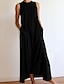 cheap Cotton &amp; Linen Dresses-Women&#039;s Long Dress Maxi Dress Black Gray White Sleeveless Pure Color Spring Summer S M L XL XXL XXXL