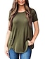 cheap Women&#039;s Clothing-Women&#039;s Hem Short Sleeve T-Shirt Solid Color Tee Round Neck Summer Daily
