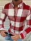 billiga herrskjorta med knäppning-Herr Skjorta Knapp upp skjorta Sommarskjorta Rutig skjorta Svart Rubinrött Blå Långärmad Pläd / Rutig Krage Nedvikt Ledigt Dagligen Button-Down Kläder Mode Ledigt Andningsfunktion Bekväm
