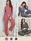 cheap Women&#039;s Clothing-Women&#039;s Casual Pajamas Suits Home Basic Solid Color Polyester Classic Set All Seasons V Wire Micro-elastic Warm Comfy Winter