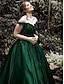 cheap Evening Dresses-Ball Gown Sparkle Red Green Dress Quinceanera Prom Dress Off Shoulder Sleeveless Floor Length Lace with Appliques 2024