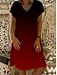 cheap Print Dresses-Women&#039;s Casual Dress Shift Dress Midi Dress Pink Red Blue Short Sleeve Color Gradient Print Spring Summer V Neck Basic Daily Weekend 2023 S M L XL XXL