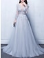 olcso Ruhák végzős bálra-egy vonalas estélyi ruha buli luxus ruha esküvői vendég eljegyzés kápolna vonat félujj illúzió nyak tüll gyöngyös rátétekkel 2024