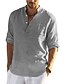billige Bomuldslinnedskjorte-Herre linned skjorte Skjorte Sommer skjorte Strandtrøje Krave Forår sommer Langærmet Sort Hvid Grøn Vanlig Daglig Ferie Tøj