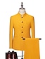 preiswerte Anzüge-Schwarz Weiß Gelb Herren-Hochzeitsanzug, zweiteilig, einfarbig, Mandarine, maßgeschneiderte Passform, einreihig, mehr Knöpfe, 2024