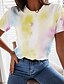 お買い得  レディースＴシャツ-女性用Tシャツタイダイvネック半袖TシャツラウンジウェアTシャツ（ミディアム、イエロー）