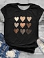 cheap Plus Size T Shirts-Women&#039;s Plus Size Tops T shirt Tee Graphic Heart Print Short Sleeve Crewneck Basic Valentine&#039;s Day Daily Valentine&#039;s Day Cotton Spandex Jersey Spring Summer Black