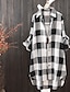 cheap Women&#039;s Blouses &amp; Shirts-Women&#039;s Shirt Blouse Cotton Plaid Print Casual Casual Long Sleeve Shirt Collar Black Summer Spring &amp;  Fall