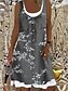 cheap Print Dresses-Women‘s Shift Dress Knee Length Dress Blue Gray Brown Light Blue Sleeveless Floral Fake two piece Print Spring Summer Boat Neck Casual Modern Loose 2023 S M L XL XXL 3XL 4XL