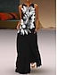 Χαμηλού Κόστους Print Φορέματα-γυναικείο casual dress shift φόρεμα swing φόρεμα μακρύ φόρεμα μάξι φόρεμα λευκό+μαύρο μαύρο ουράνιο τόξο αμάνικο λουλούδι τσέπη άνοιξη καλοκαίρι v λαιμόκοψη μόδα καθημερινές διακοπές s m l xl