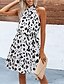 cheap Print Dresses-Women‘s Casual Dress Mini Dress Black White Light Green Sleeveless Leopard Print Spring Summer Halter Casual 2023 S M L XL XXL