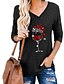 baratos T-Shirts de mulher-Camisa de Natal Mulheres Camiseta Camiseta Borgonha Coração dandelion Copo de vinho Exército verde Preto Vinho Imprimir Manga Longa Natal Casual Diário Básico Natal Decote V Outono &amp; inverno