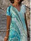 cheap Midi Dresses-Women&#039;s Shift Dress Midi Dress Blue Light Blue Short Sleeve Tie Dye Print Spring Summer V Neck S M L XL XXL 3XL