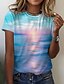 cheap Best Selling Tops-Women&#039;s T shirt 3D Printed Painting Scenery 3D Ocean Round Neck Print Basic Tops Blue