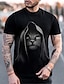 お買い得  動物とマペット-男性用 Tシャツ シャツ グラフィック 猫 クルーネック ブラック 3Dプリント プラスサイズ カジュアル 日常 半袖 衣類 ベーシック デザイナー スリムフィット 大きくて背が高い / 夏 / 夏