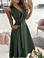 cheap Midi Dresses-Women&#039;s Casual Dress Swing Dress Emerald Green Dress Green Black Purple Pure Color Sleeveless Spring Summer Lace up V Neck 2022 S M L XL XXL
