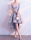 Χαμηλού Κόστους Φορέματα NYE-Γραμμή Α Κοκτέιλ Φορέματα Κομψό Φόρεμα Επισκέπτης γάμου Καλωσόρισμα Ασύμμετρο Κοντομάνικο Ώμοι Έξω Τούλι με Φιόγκος(οι) Πλισέ 2024
