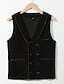 cheap Men&#039;s Vest-Men&#039;s Vest Suit Vest Gilet Party Evening Festival Vintage Casual Polyester Solid Colored Double Breasted V Neck Slim Black Vest