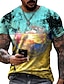 voordelige 3D-T-shirt voor heren-Voor heren Uniseks Overhemd T-shirt T-shirts Grafische prints Poker Ronde hals Lichtgeel Rood / Wit Geel Rood Marine Blauw 3D-afdrukken Grote maten Dagelijks Feestdagen Korte mouw Vintagestijl