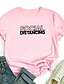 baratos T-Shirts de mulher-Mulheres Camiseta Gráfico Texto Estampas Abstratas Estampado Decote Redondo Básico Blusas 100% Algodão Branco Roxo Vermelho