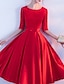 זול שמלות NYE-גזרת A שמלות קוקטייל אלגנטית שמלה ללבוש למסיבה מסיבת קוקטייל באורך הקרסול חצי שרוול עם תכשיטים סאטן עם פפיון(ים) קפלים ריקמה 2024