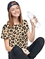 billige piges 3d t-shirts-Pige 3D Leopard T-shirt Kortærmet 3D-udskrivning Sommer Aktiv Polyester Børn 3-12 år Dagligdagstøj Regulær