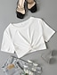 cheap Women-Women&#039;s Crop Tshirt Plain Daily Short Sleeve Crop Tshirt Round Neck Basic Essential Polyester White Black Light Green XS / Machine wash