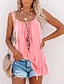 cheap Blouses &amp; Shirts-Women&#039;s Camisole Tank Top Vest Plain U Neck Print Streetwear Boho Tops Loose Blue Pink Red