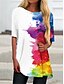 cheap T shirt Dresses-Women&#039;s T Shirt Dress Tee Dress Short Mini Dress Rainbow Half Sleeve Rainbow Color Gradient Print Spring Summer Round Neck Casual 2022 S M L XL XXL 3XL