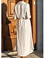 Χαμηλού Κόστους απλά φορέματα-Γυναικεία Φόρεμα από λινό Φόρεμα πουκαμίσα Boho Chic Φορέματα Μακρύ φόρεμα ΕΞΩΤΕΡΙΚΟΥ ΧΩΡΟΥ Χειμερινό φόρεμα Καθημερινά Βαμβάκι Πολυεστέρας Καθημερινό Κολάρο Πουκαμίσου Κουμπί επάνω Ζώνη Γραβάτα
