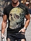 cheap Men&#039;s 3D T-shirts-Men&#039;s Shirt T shirt Tee Tee Round Neck Designer Casual Big and Tall Summer Short Sleeve Black Gold Black and Blue Black and Yellow Black / Red Black-White Dark Graphic Skull Print Round Neck Daily