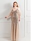 cheap Evening Dresses-Mermaid / Trumpet Plus Size Sexy Wedding Guest Formal Evening Dress Spaghetti Strap Short Sleeve Floor Length Sequined with Sequin 2022