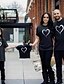 cheap Family Matching Outfits-Family Look Cotton Tops Daily Heart Print Black Red Short Sleeve Daily Matching Outfits