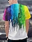 cheap Men&#039;s 3D Tee-Men&#039;s Shirt T shirt Tee Tee Graphic Rainbow Mixed Color Round Neck White 3D Print Plus Size Daily Sports Short Sleeve Print Clothing Apparel Active