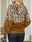 cheap Basic Women&#039;s Tops-Women&#039;s Teddy Coat Regular Patchwork Coat Green White Red Brown Sporty Street Spring &amp;  Fall Zipper Hoodie Regular Fit S M L XL XXL / Fleece / Wet and Dry Cleaning / Daily / Leopard