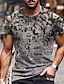 preiswerte 3D-T-Shirt für Männer-Herren T Shirt Tee Distressed-T-Shirt Graphic Rundhalsausschnitt A B C D E 3D-Druck Übergröße Casual Täglich Kurzarm Bekleidung Vintage Designer Basic Schmaler Schnitt