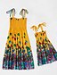 cheap Family Matching Outfits-Mommy and Me Dresses Casual / Daily Floral Print Yellow Knee-length Sleeveless Boho Matching Outfits / Summer