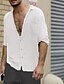 cheap Men&#039;s Casual Shirts-Men&#039;s Shirt Solid Colored Turndown Casual Daily Button-Down Half Sleeve Tops Casual Fashion Breathable Comfortable Green White Black Summer Shirts