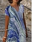 Χαμηλού Κόστους Print Φορέματα-Γυναικεία Φόρεμα ριχτό Μίντι φόρεμα Θαλασσί Μπλε Απαλό Κοντομάνικο Δετοβαμένο Στάμπα Άνοιξη Καλοκαίρι Λαιμόκοψη V Καθημερινό 2022 Τ M L XL XXL 3XL