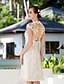 cheap Wedding Dresses-Reception Open Back Little White Dresses Wedding Dresses A-Line Jewel Neck Cap Sleeve Knee Length Floral Lace Bridal Gowns With Appliques 2024