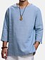 cheap Men-Men&#039;s Shirt Solid Color Collar V Neck Causal Daily Wear 3/4 Length Sleeve Tops Simple Casual Daily Comfortable Light Blue White Black / Machine wash / Hand wash / Wet and Dry Cleaning / Weekend