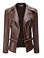 Недорогие Куртки из искусственной кожи-Женская куртка из искусственной кожи, повседневная верхняя одежда стандартного кроя, с длинными рукавами, зима-осень, черная, винно-коричневая, уличная одежда, M, L, xl